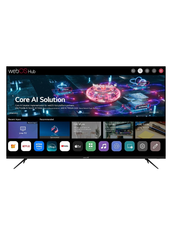 Compare Videocon 70 Inch 4K UHD Smart TV | WebOS Hub OS with Core AI Solution | A+ Grade Panel | Magic Remote | Dolby Audio | Bluetooth | Free Wall Mount 2025 Model – E70ELWO1100 E70ELWO1100 Black at KSA Price