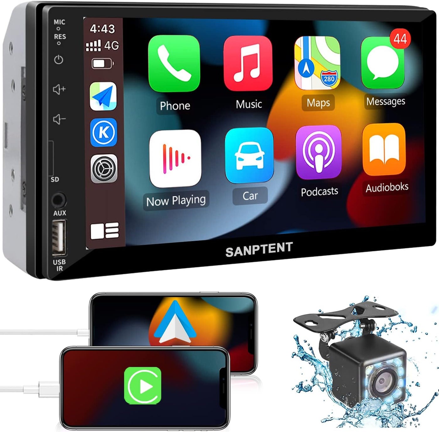 SANPTENT Double Din Car Stereo Radio with 7…