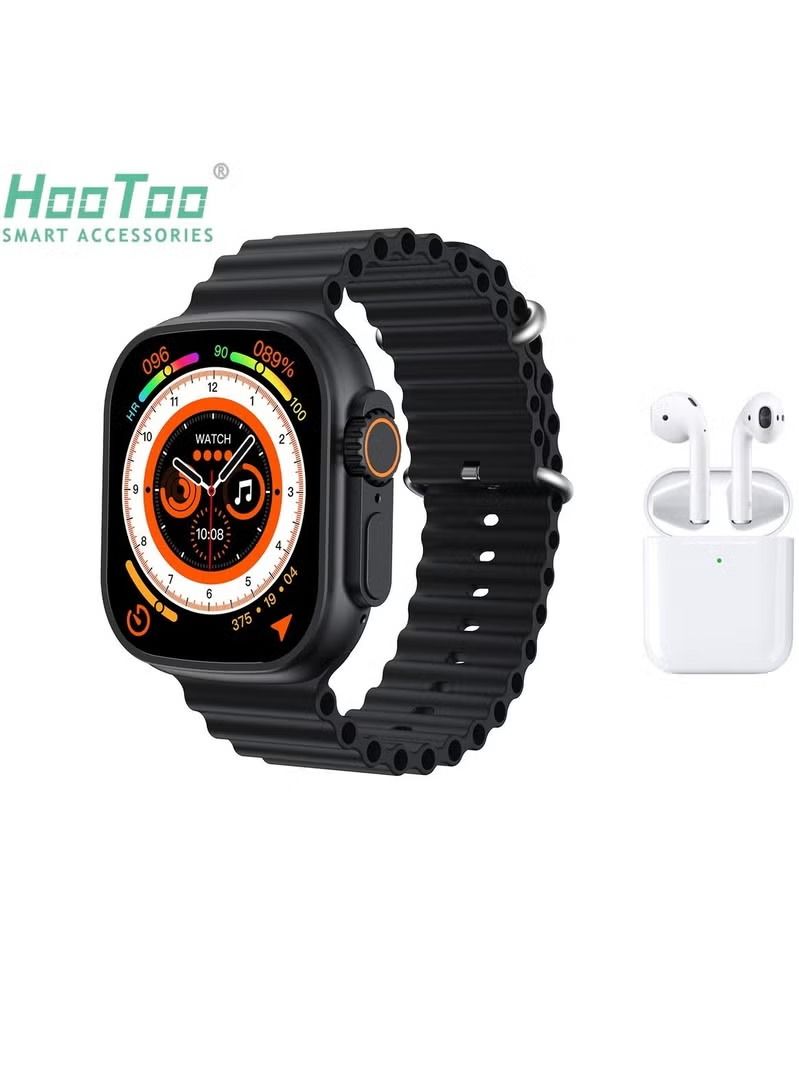 Compare The best offer smartwatch Ultra GPS and 49mm aluminum Case With Ocean Band Midnight + with Bluetooth Wireless Headphone HT AIRBUDS 13 InEar Headset at KSA Price