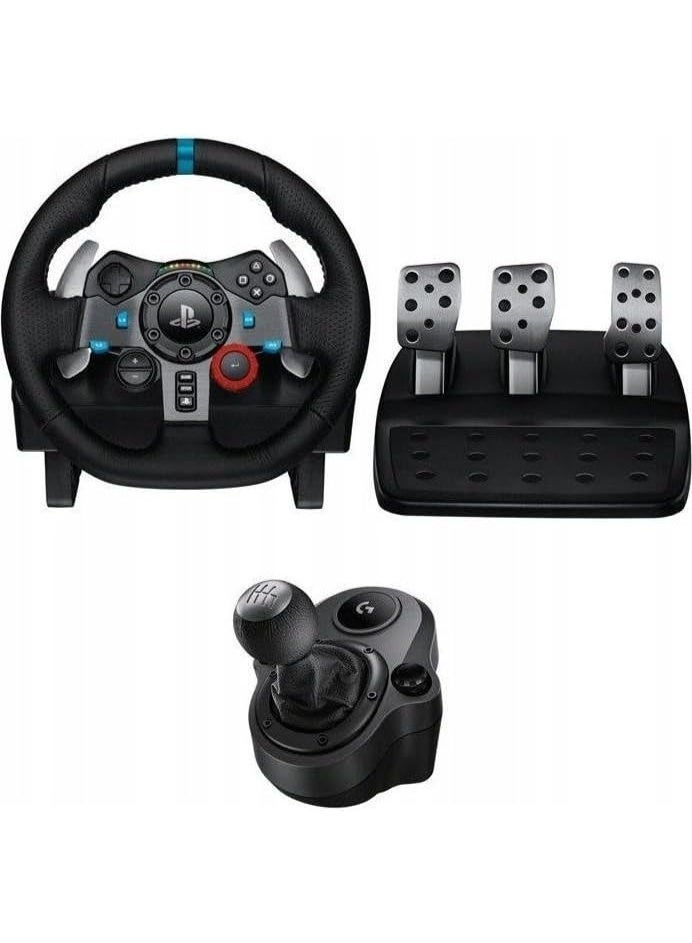 Compare Logitech G29 Driving Force Racing Steering Wheel and Pedals, Force Feedback, Genuine Leather and Logitech G29 Driving Force Gear Shift Lever  for PS5, PS4, PC and Mac  Black at KSA Price
