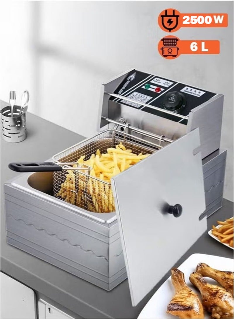 6L 2500W Stainless Steel Deep Oil Fryer with…