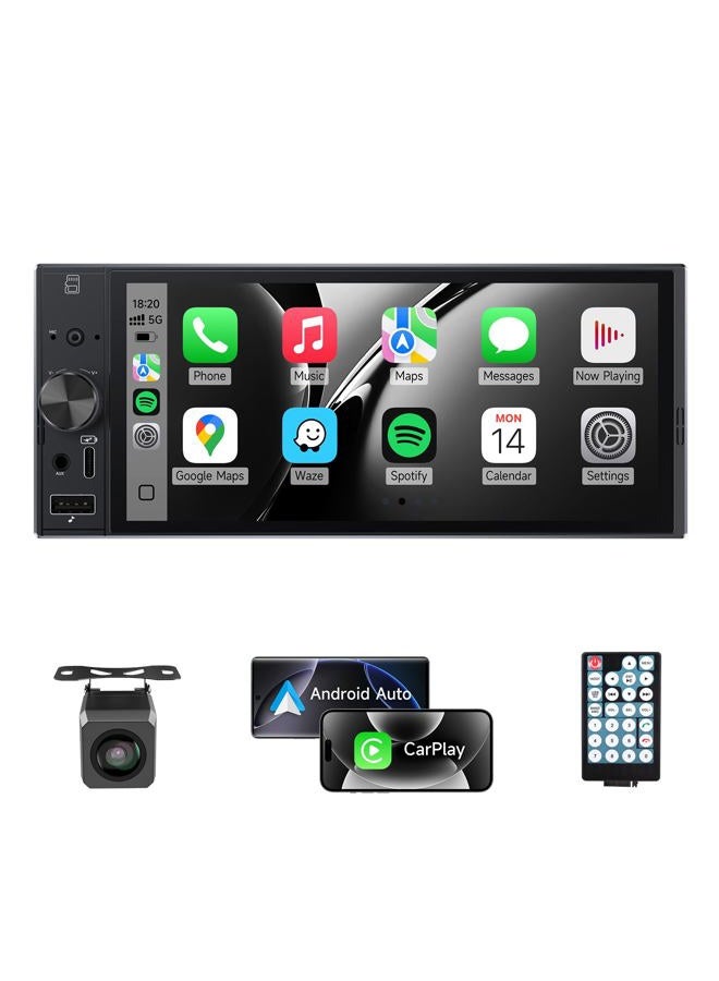 Compare Single Din Car Stereo with Carplay Android Auto,6 Inch inCell Touch Screen, Car Radio Stereo with Backup Camera Support Mirror Link Bluetooth Handsfree FM USB EQ SWC at KSA Price