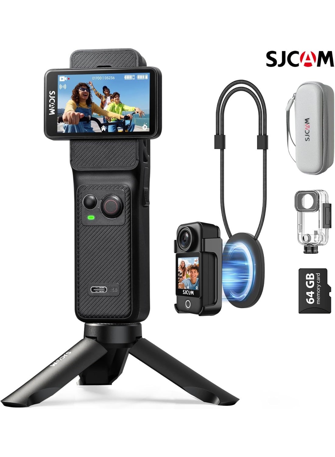 Compare C400 Vlogging Combo,4K Pocket Handheld Camera,7H Power use,6Axis Stabilizer Action Camera,2.29 Touch Screen,30M Waterproof Body Cam,Vlogging Camera for YouTube Live Streaming,64GB Card at KSA Price