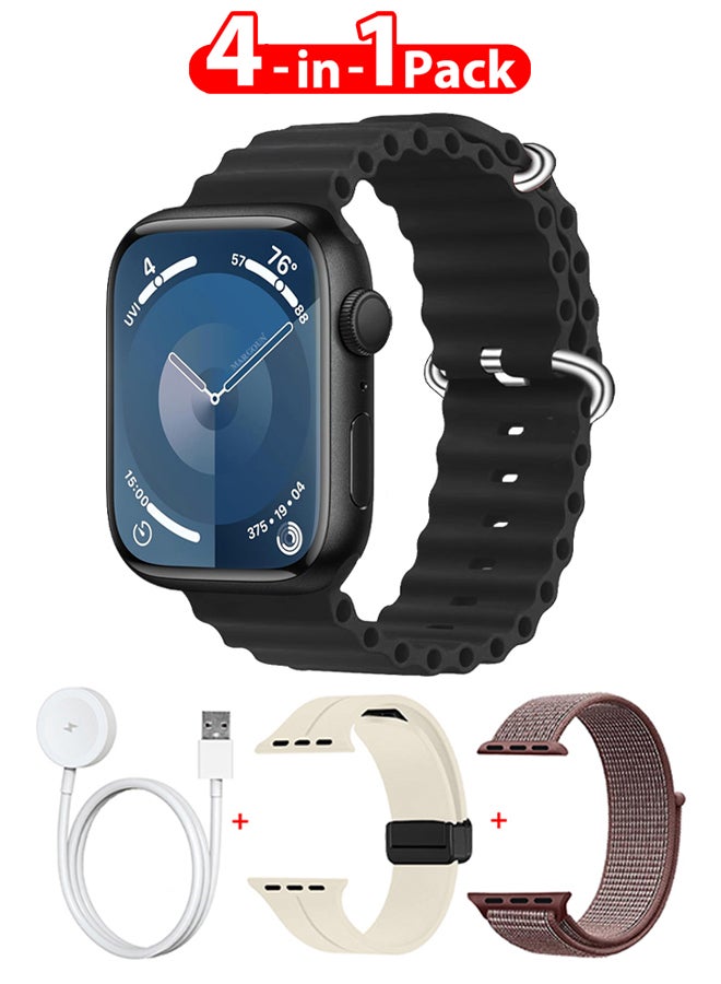 Compare Smart Watch Fitness Tracker 44mm for Android and Ios with 3 Replacement Bands and Charging Cable  Multicolour 8 at KSA Price