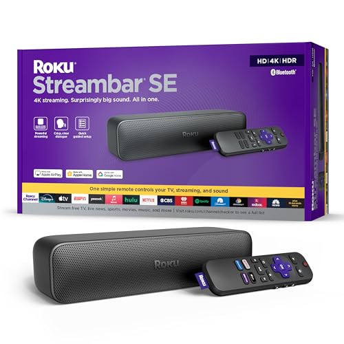 Compare Roku Streambar SE | 2in1 TV Soundbar with Builtin 4KHDHDR Streaming, Premium Speakers, & Enhanced Speech Clarity for Crisp, Clear Dialogue  Quick Guided Simple Setup at KSA Price
