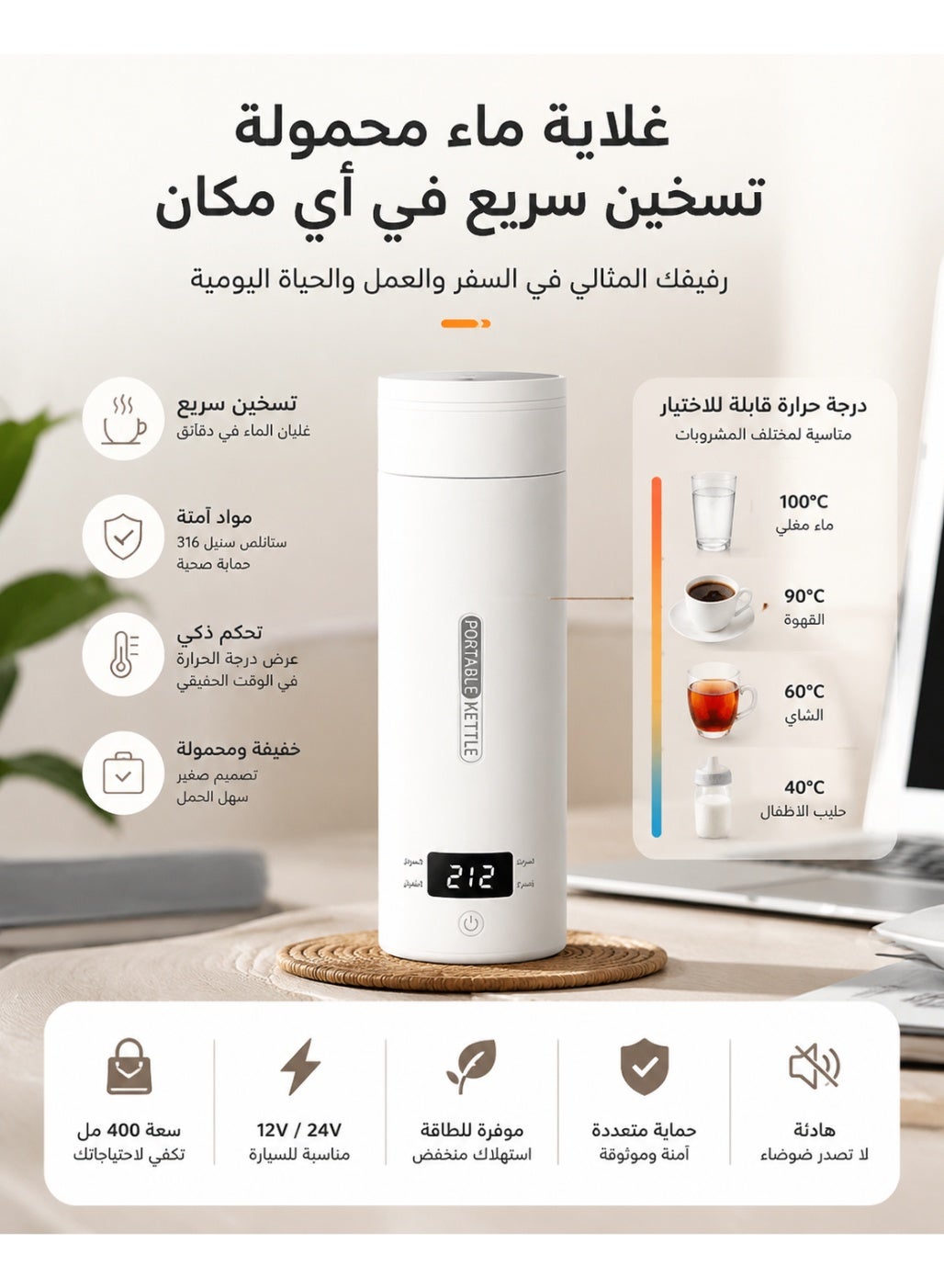 Portable Electric Kettle for Car & Travel…