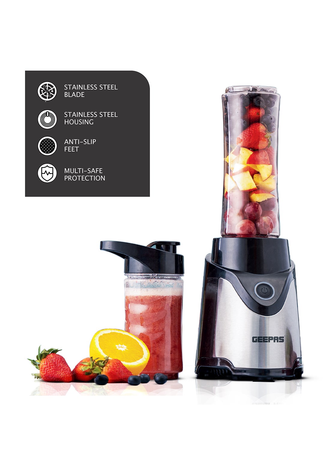 Compare Personal Blender | Stainless Steel Blade  Safety Lock, 570ml & 400ml BPAFree Tritan Jar, Multi Safe Protection, Abs Plastic Housing 500 W GSB44075 Black at KSA Price
