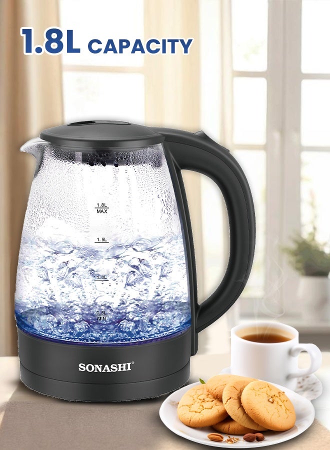 1.8L Cordless Glass Electric Kettle with Auto Shut-Off…