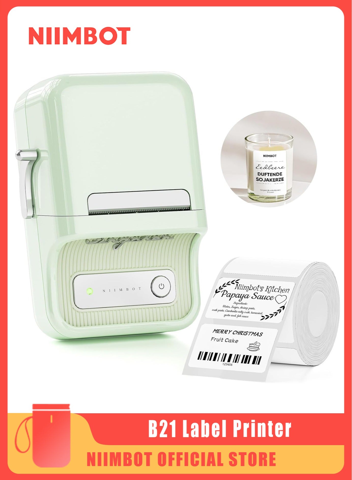 B21 Bluetooth Label Maker Inkless Label Printer…