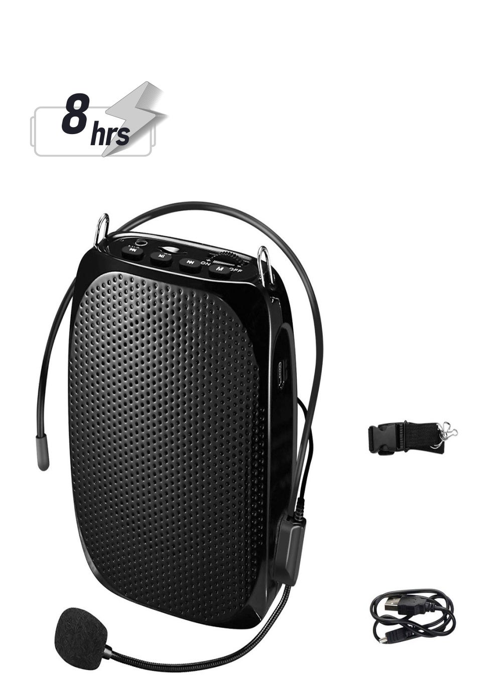 Compare Portable Wireless Voice Amplifier with Wired Microphone Headset, Ideal for Teachers, Coaches, Presentations, Tours, and Training, Supports MP3 Audio Format at KSA Price