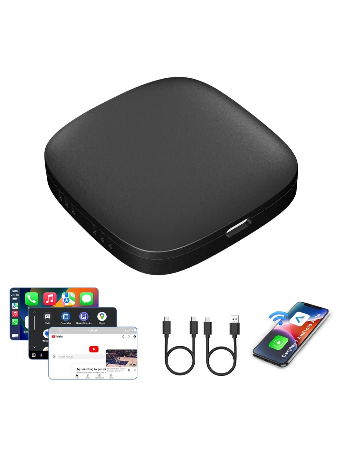 Compare CarPlay Smart Ai Box Android Wireless CarPlay Android Auto Adapter For Netflix For YouTube Car Intelligent Systems,Wireless CarPlay Adapter, 5V USB, Hand Control, Surround Sound, WiFi 5, BT 5.4, TF Card Support, Universal  at KSA Price
