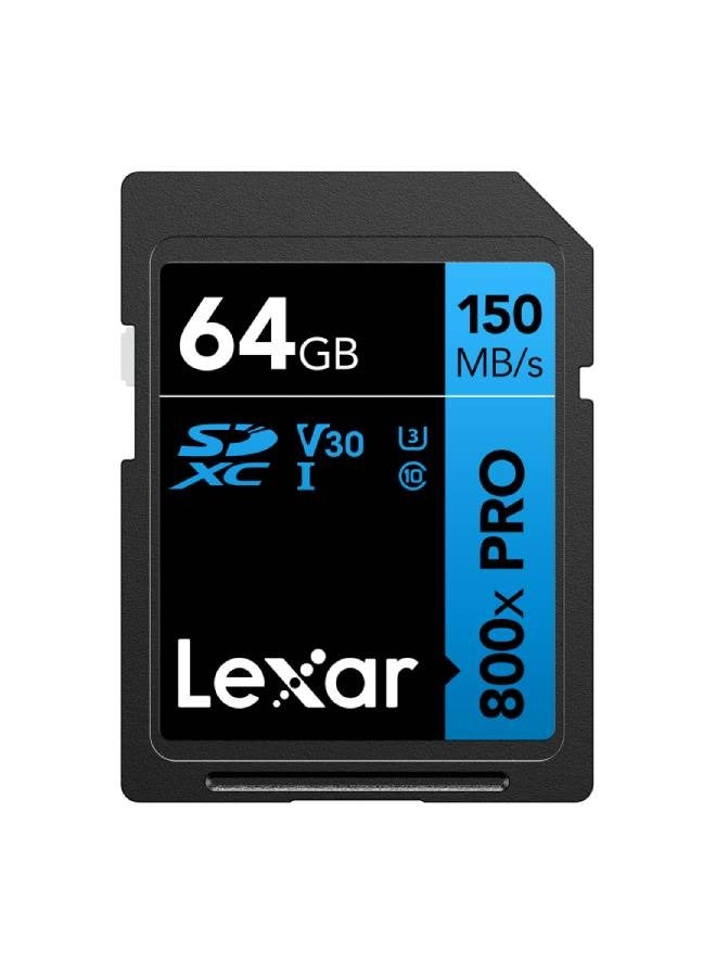 Compare Lexar 800x Pro SDXC UHS1 64GB 150MBs V30 LSD0800P64GBNNNG 64 GB at KSA Price