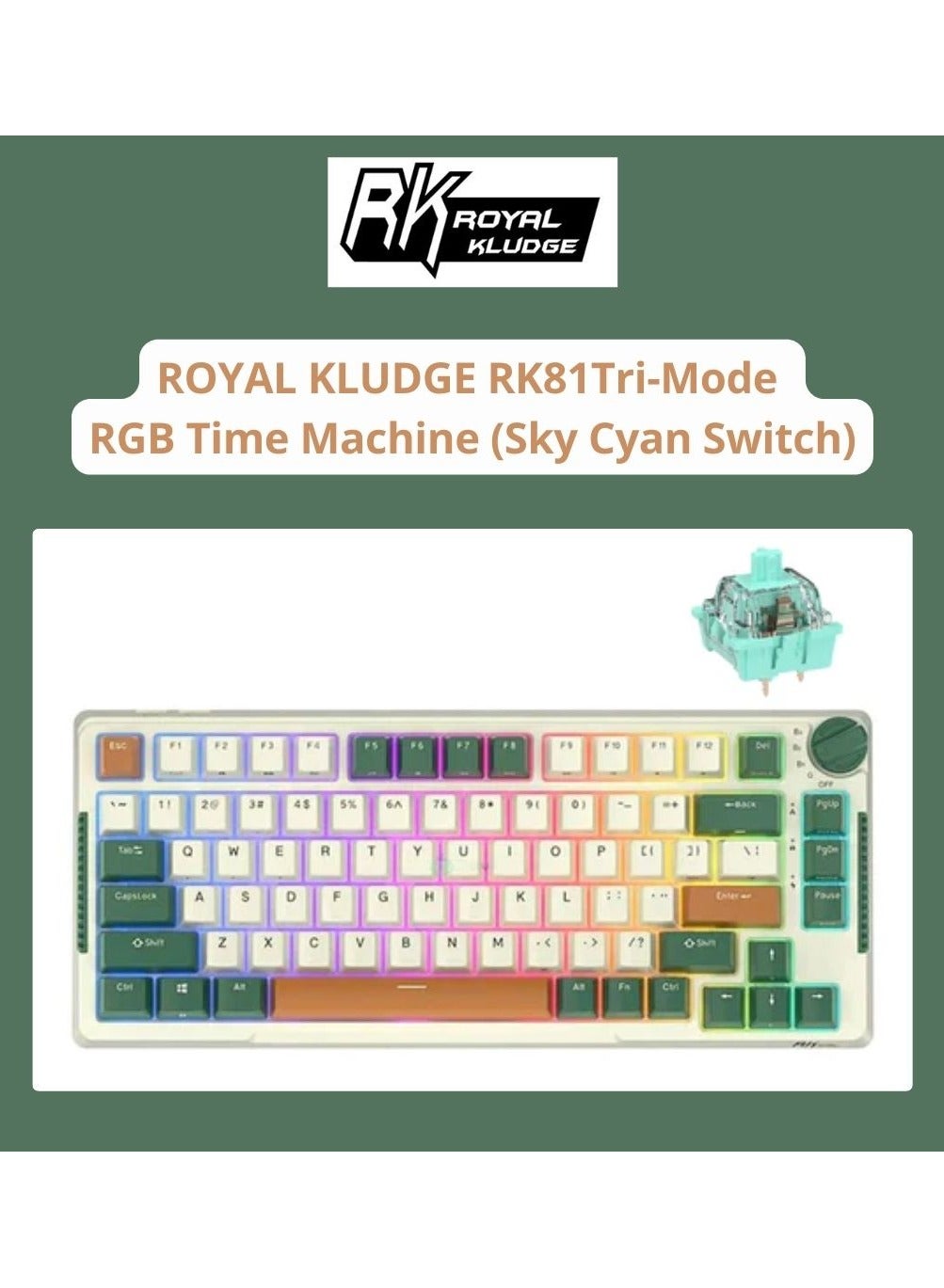 Compare Royal Kludge RKH81 TriMode RGB 81 Keys Hot Swappable Mechanical Keyboard Time Machine Sky Cyan Switch at KSA Price