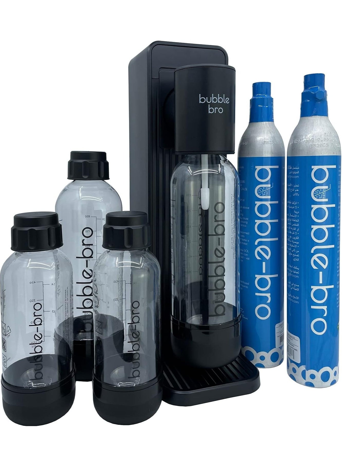 Compare bubblebro Origin Sparkling Water Maker Family Pack  with 2 x 60L CO2 Cylinders, 1 x additional 1L bottle & 2 x 500ml bottles Black at KSA Price