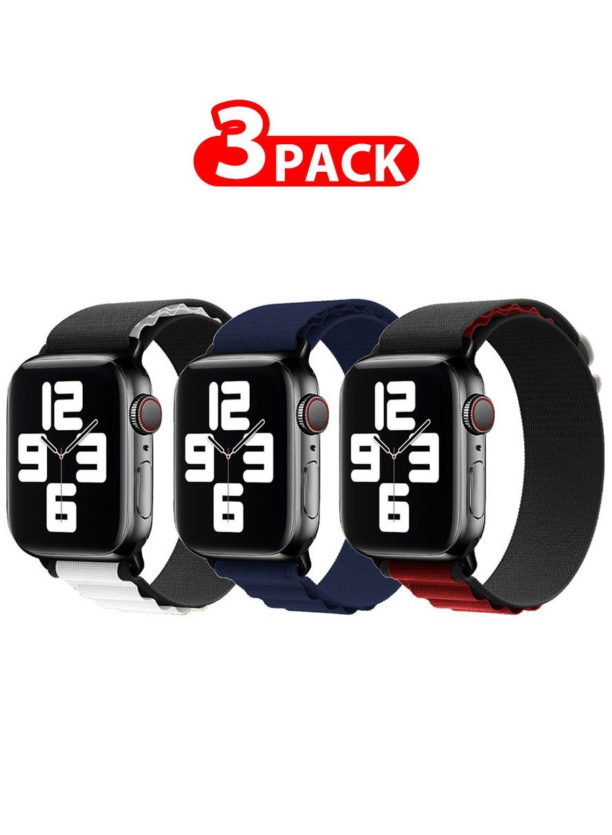 Compare 3 Pack Of Apple Watch Alpine Loop Band 38mm 40mm 41mm Women Men Adjustable with Metal GHook Strap for iWatch Series 7SE654321 Multicolour at KSA Price
