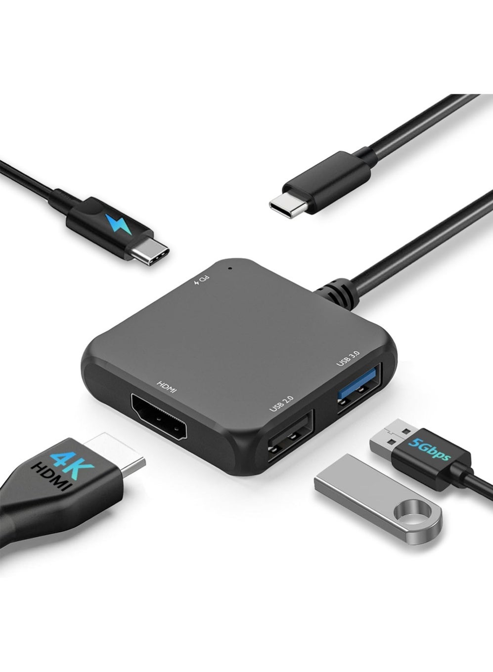 USB C Hub HDMI Adapter, 4-in-1 USB C…