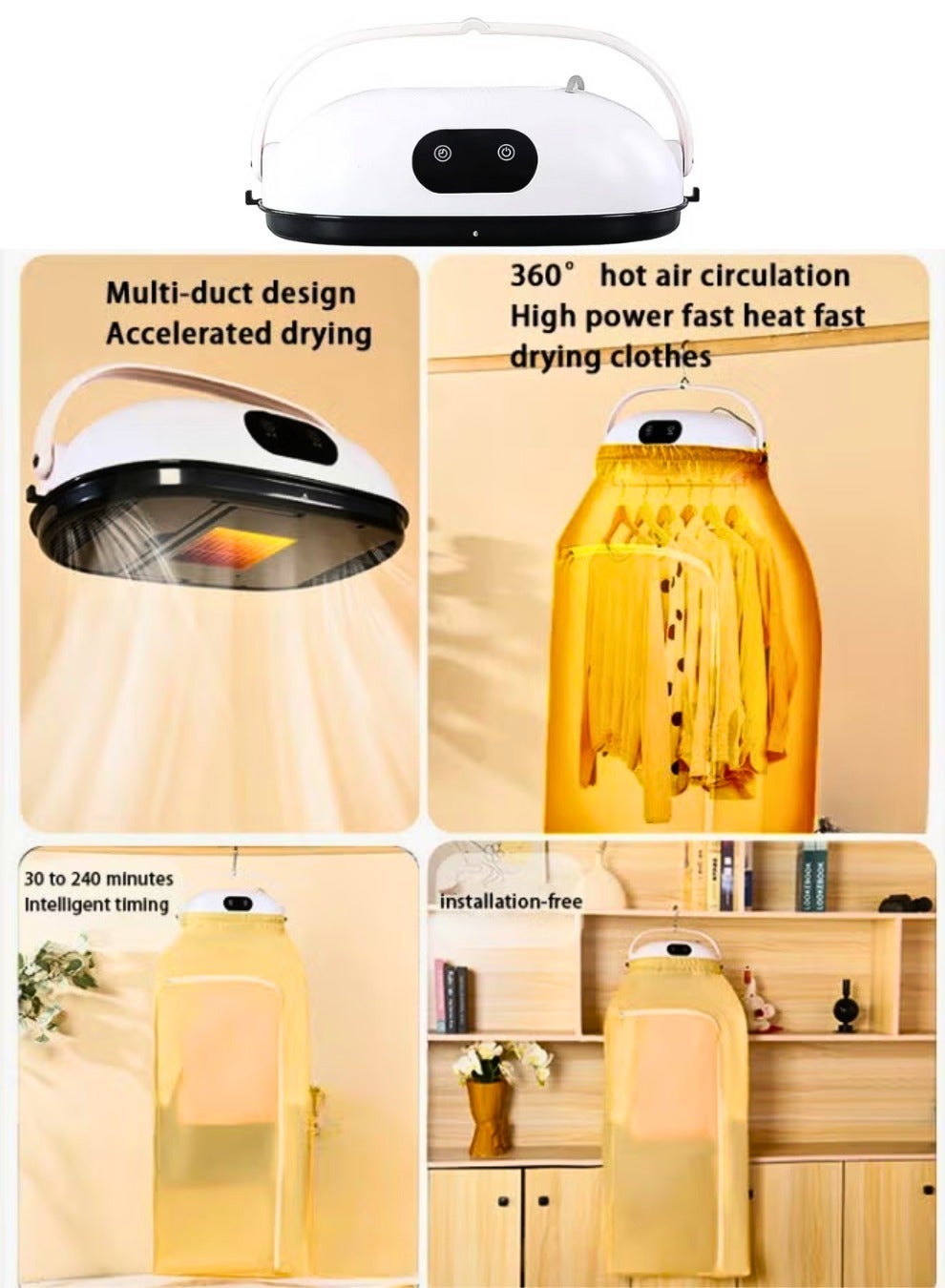 Portable Clothes Dryer with Cover Compact Electric…