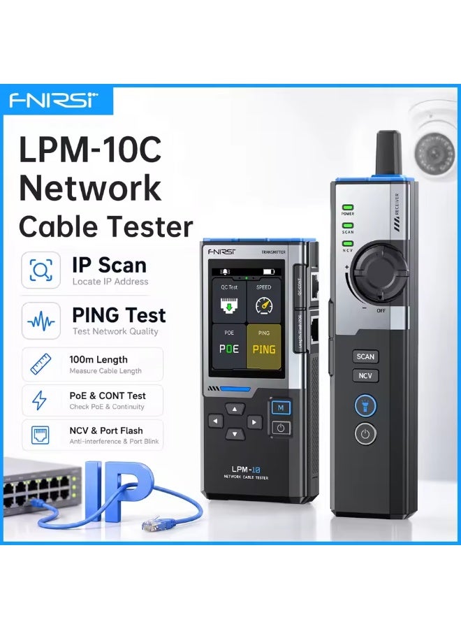 FNIRSI LPM-10C Network Cable Tester RJ45 RJ11 PING…