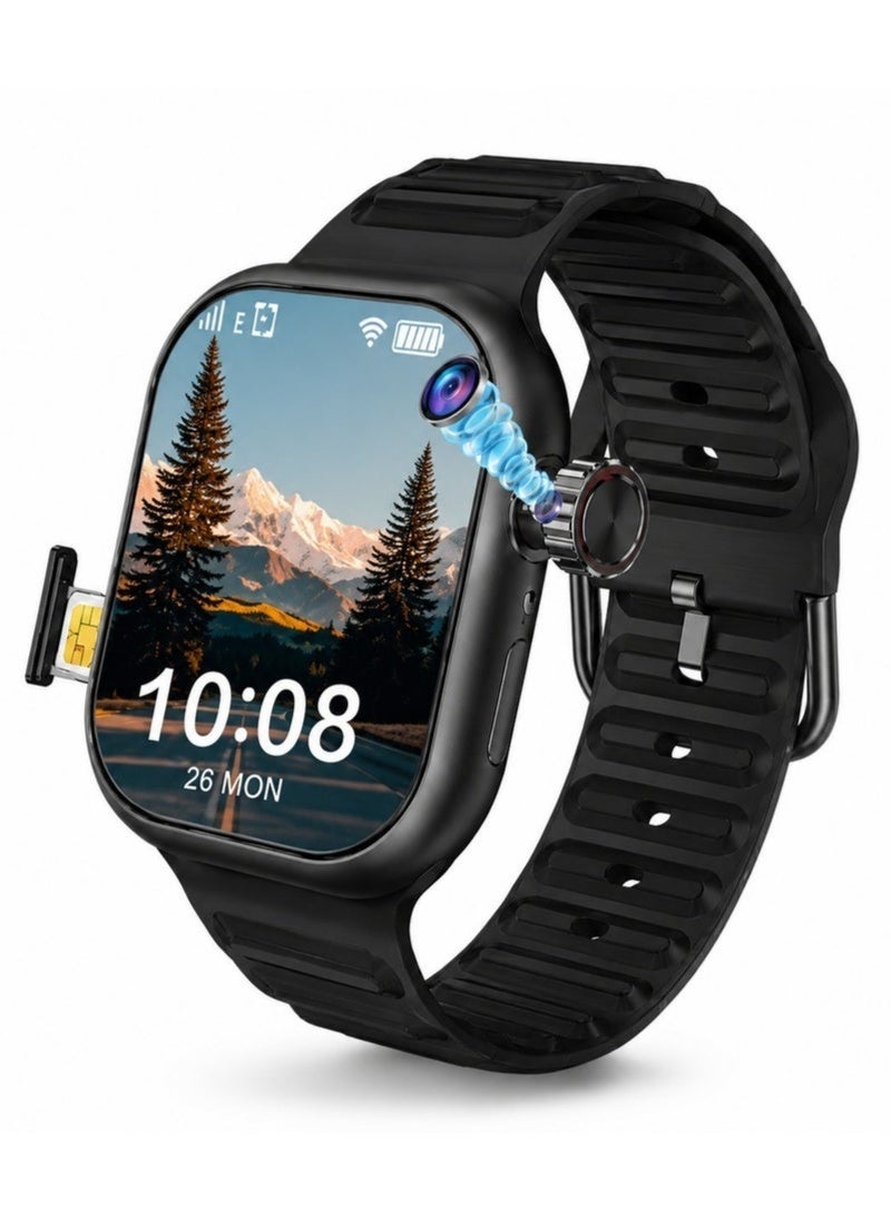 Compare C95 5G Smart Watch with 2.2inch HD Touchscreen, 360° Rotating Camera, SIM Card Support, Black at KSA Price