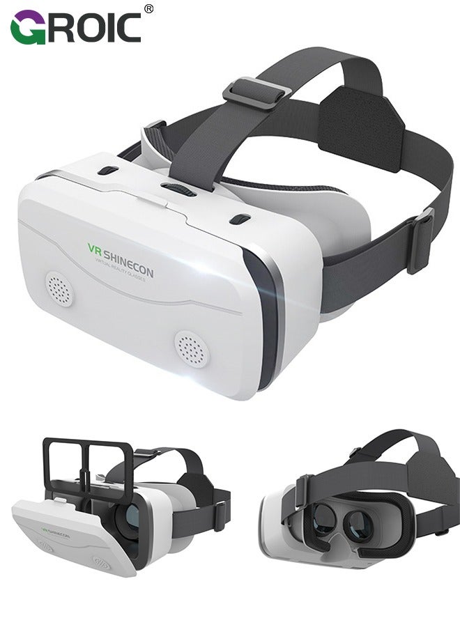White VR Headset Compatible with iPhone & Android…