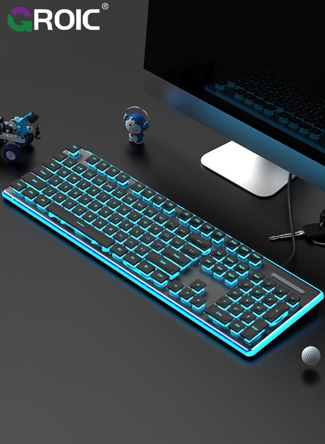 Compare Black RGB Gaming Keyboard, Comfortable Quiet Silent Keys with RGB LED Lighting Effects, Spill Resistant, Dedicated Media Keys, Compatible with Windows 108.187 at KSA Price