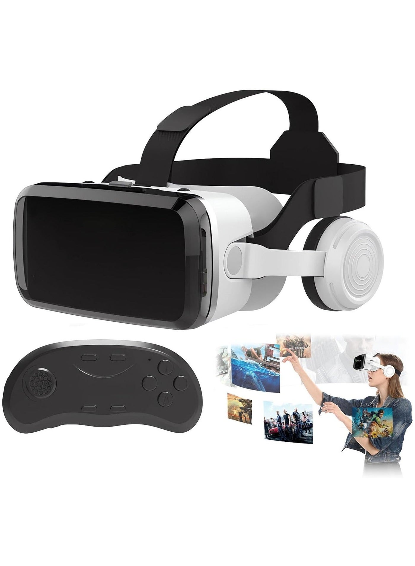 Compare Virtual Reality Game System, Azonee VR Headsets Suitable for iPhone & Android Phones5”7”, Wireless Headphones, Virtual Reality Headset for Kids and Adults, 3D VR Glasses for Movies and Games at KSA Price