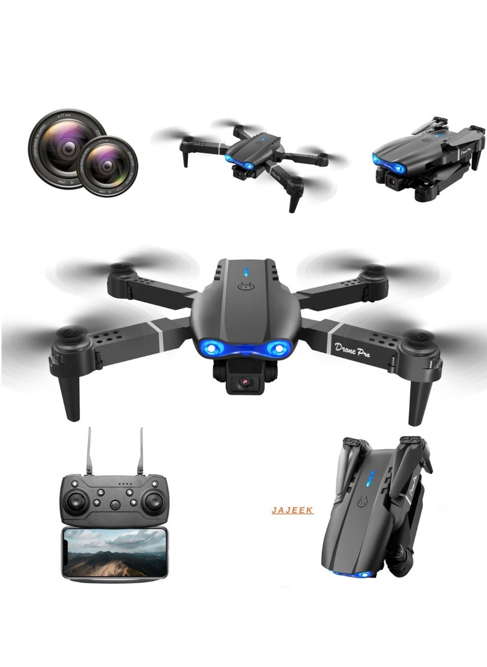 Compare E99 Pro Professional EntryLevel Drone – Dual Camera FPV WiFi, High Altitude Hovering, Outdoor Party Overhead Shots, BeginnerFriendly Gift, Black at KSA Price