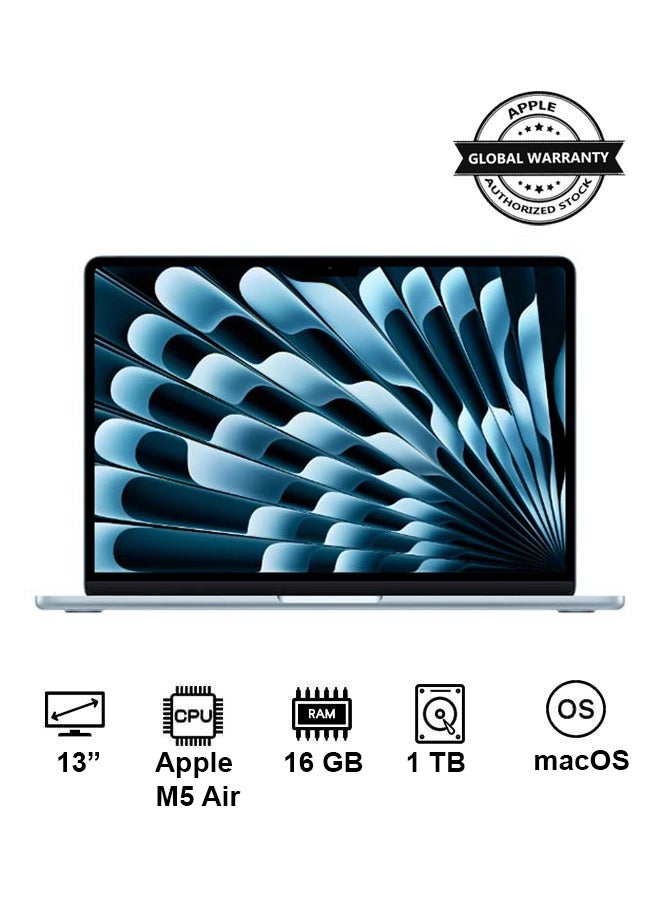 Compare New 2026 MacBook Air MDHK4 | 13 Inch Display | Apple M5 Air  | 10Core CPU 10Core GPU | 24GB RAM | 1TB SSD | macOS | English Keyboard | Sky Blue at KSA Price