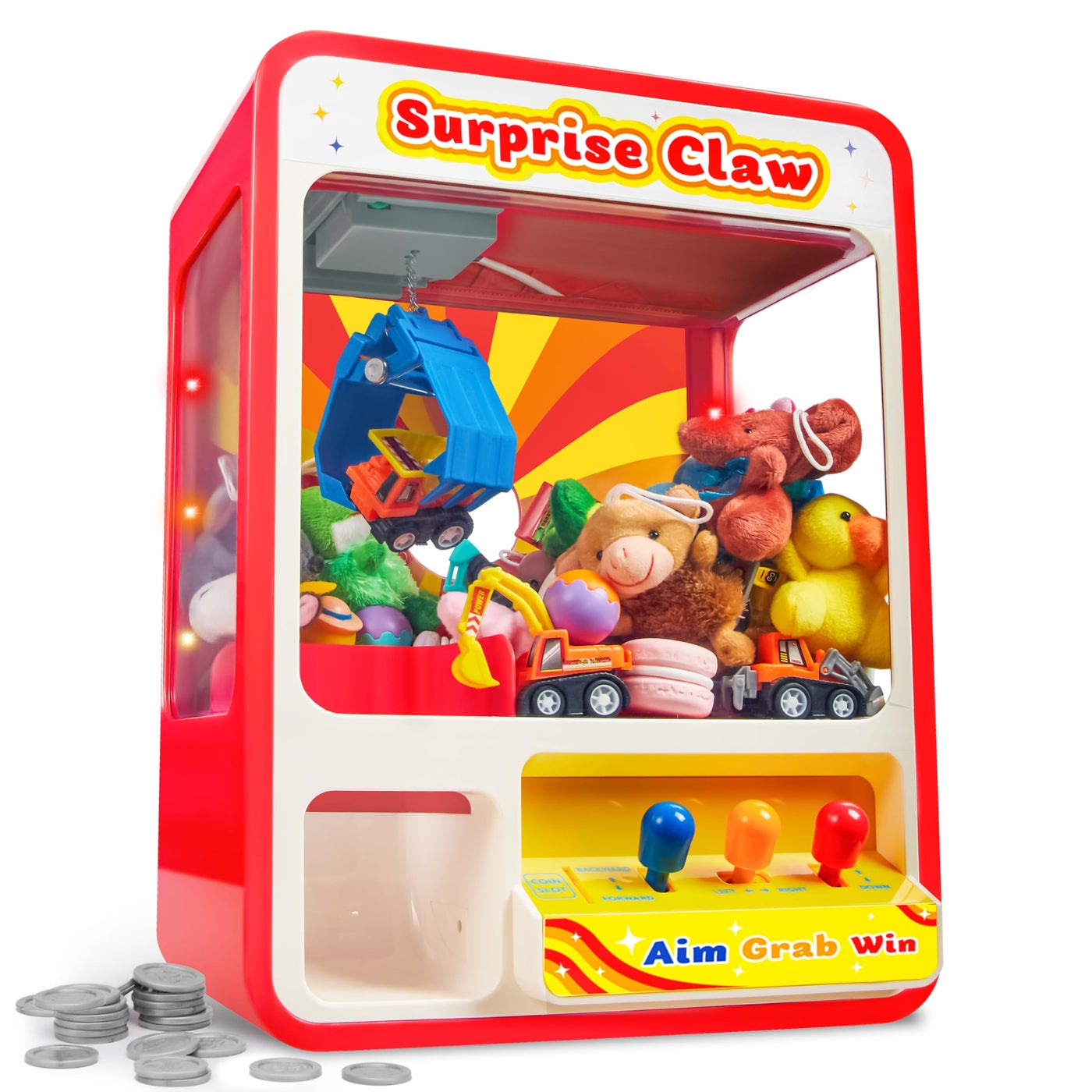 Compare JOYIN  Arcade Toy with LED Light and Adjustable Sound, Rechargeable Dispenser, Mini Vending Machine for Kids, Ages 3+ at KSA Price