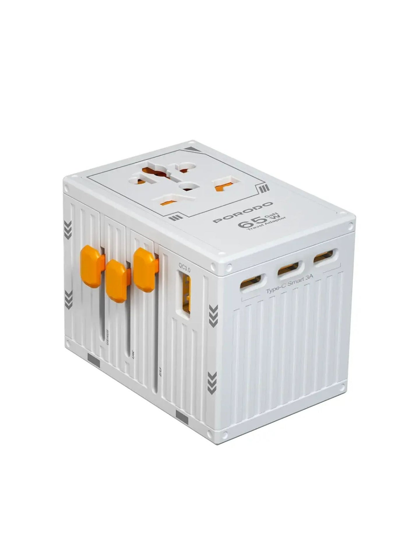 Compare Travel Universal Charger, Dual Fuse, PD 65W, 4 USBC & 1 USBA Ports, UK, EU, US & AU Supported Plugs, GaN Technology  White at KSA Price