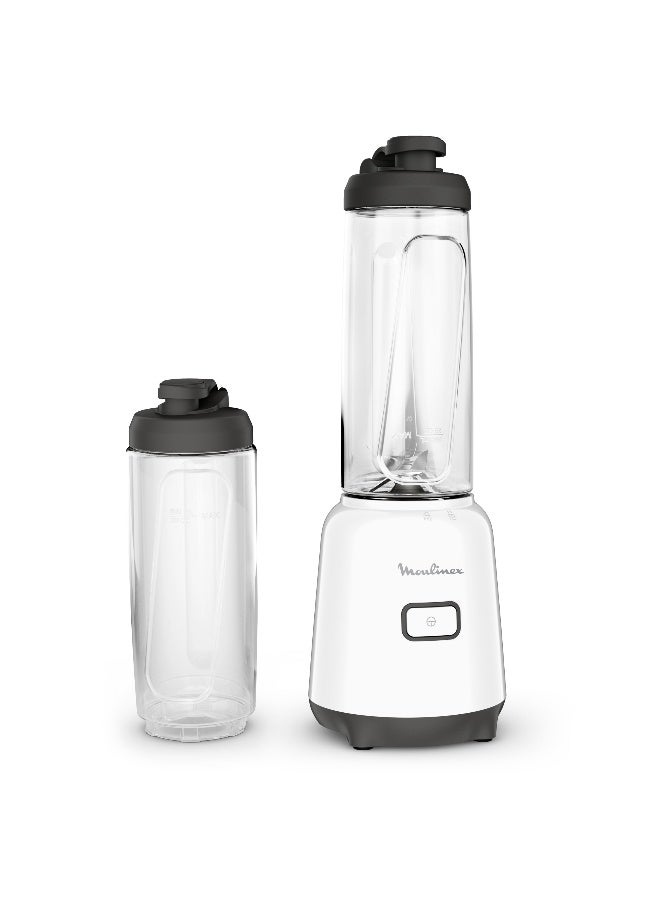 Compare MOULINEX Mix & Move Mini Blender | 2 ToGo Bottles in Premium Tritan | SpaceSaving Compact Design | EasyCleaning Removable Blades | 300 W | Easy and Ergonomic SingleButton Control | White | 2 Years warranty | LM15F127 0.6 L 300 W LM15F127 White at KSA Price