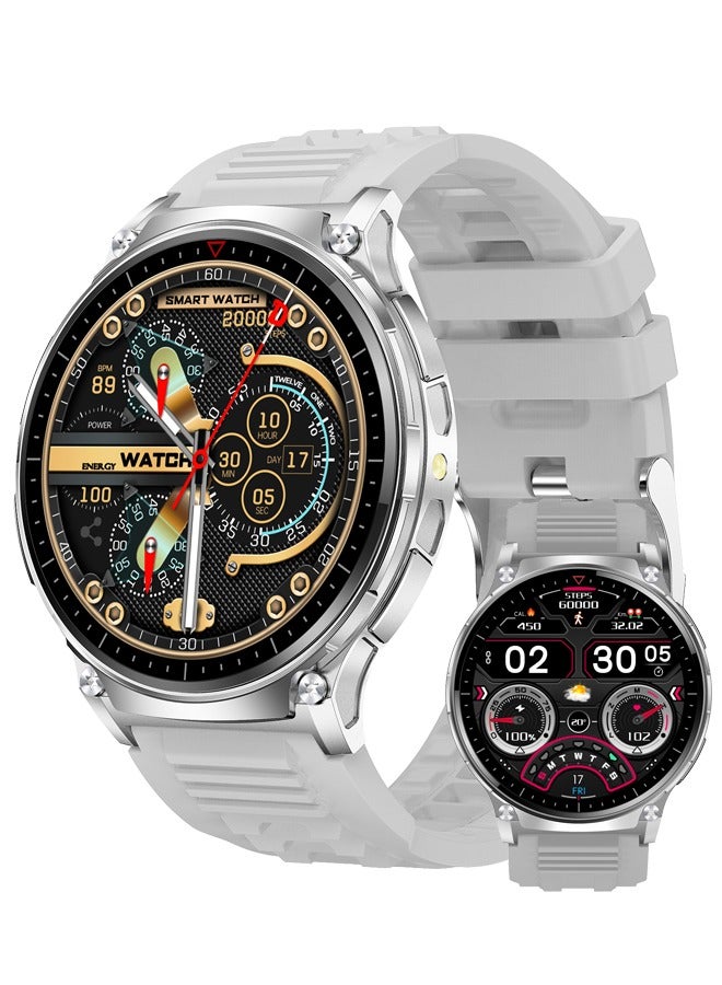 Compare Smart Watch for Men Outdoor Mens Smartwatch with LED Flashlight Compass Activity Fitness Tracker Silver Stainless Steel Smartwatch for Andriod iOS at KSA Price