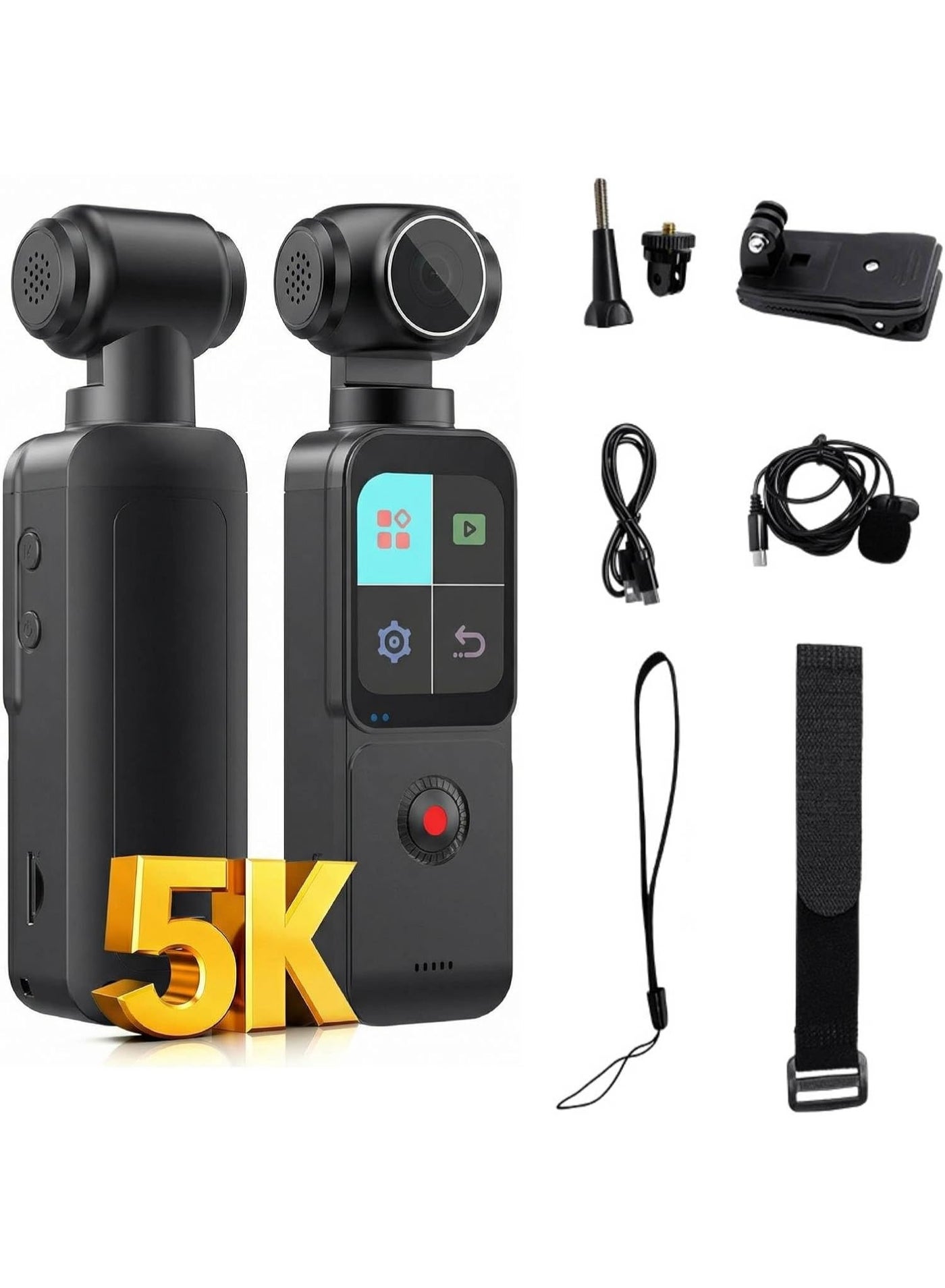 Compare Handheld Action Camera 5K HD, Waterproof WiFi Camera with 1.69 Inch Touchscreen and 270° Rotating Lens, Anti Shake Portable for Sports, Travel, Vlogging at KSA Price