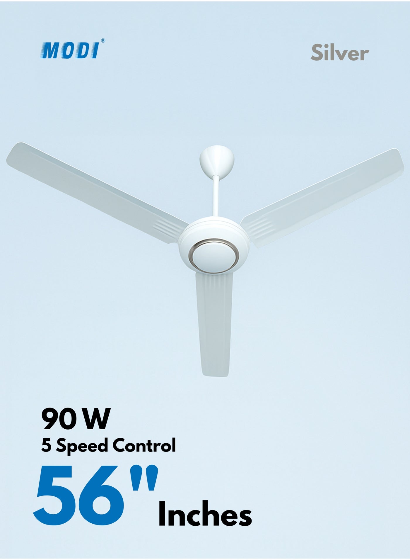 Compare 56 ThreeBlade Ceiling Fan with 5Speed Control – Indoor Use, EnergyEfficient, Quiet Operation, Ideal for Bedrooms & Living Rooms 90W SILVER DECOR at KSA Price