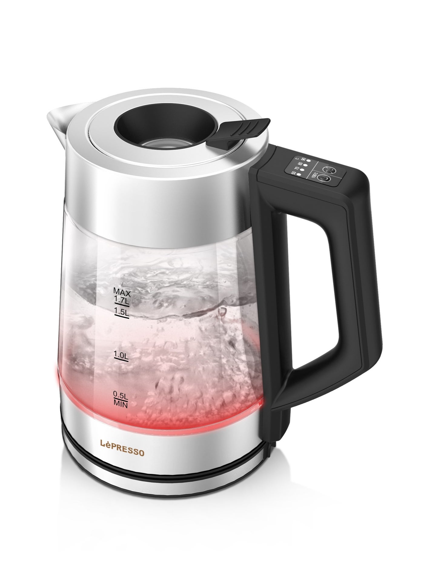 Compare Electric Kettle with Temperature Control, 1.7L Large Capacity with Auto ShutOff and BoilDry Protection, Glass Tea Kettle & Hot Water Boiler, 360° Swivel Base, BPA Free, Stainless Steel, Intuitive Control Panel  Black at KSA Price
