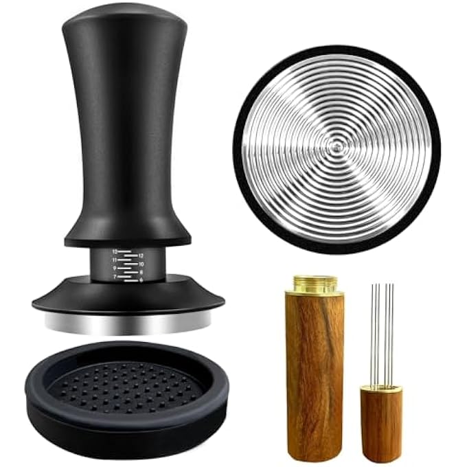 Compare Espresso Tamper 58Mm With Wdt Tool Calibrated Spring Loaded Coffee Tamper With Silicone Mat  Flat Stainless Steel Base Espresso Tools  Tamper For Espresso Machine Accessories 58 Mm at KSA Price