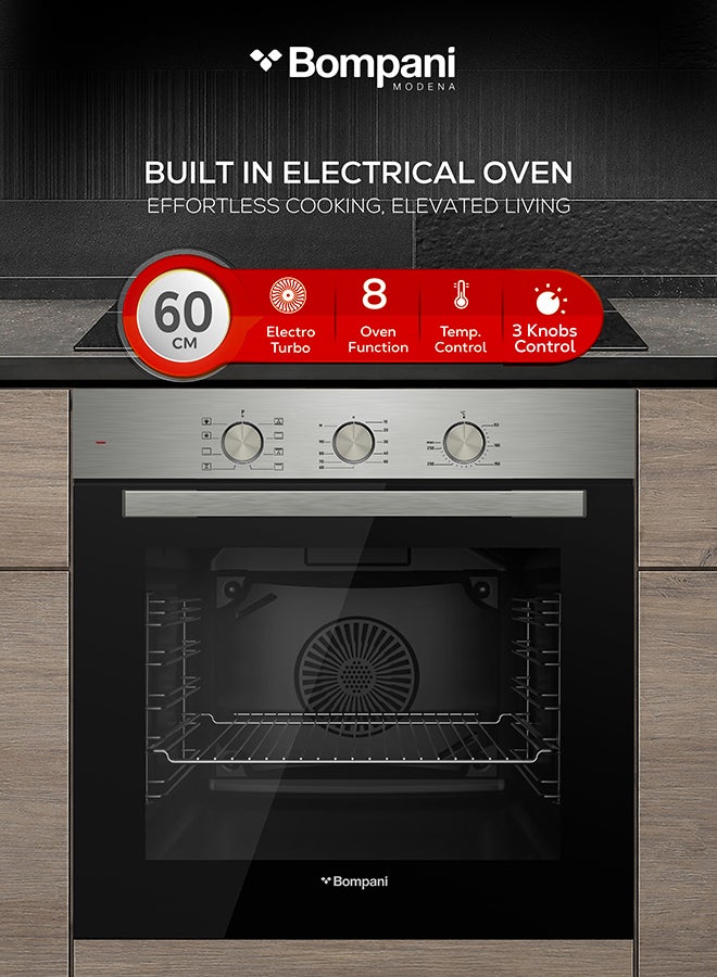 Compare 60cm BuiltIn Oven,  Stainless Steel Electric Oven, Electroturbo, 73L Capacity, Elegant Design  One Year Manufacturer Warranty  BO243ZYT Silver at KSA Price