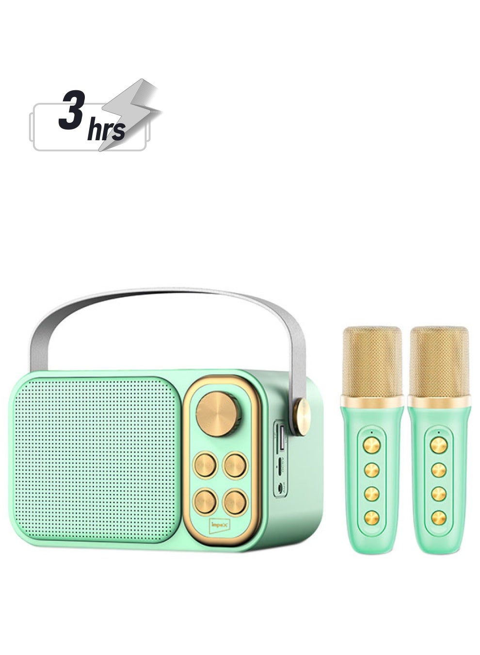 Compare Portable Bluetooth speaker Karaoke Speaker with Wireless Mic & Voice Modulation, Audio and Music Entertainment, Song Player Music Player, 10W Sound Output, FMUSBTFBluetooth, TypeC Charging, 1500mAh Battery, 2Year Warranty  KM  at KSA Price