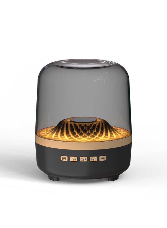 Compare Black Gold RGB Light Portable Dual Speaker with Long Battery Life Bluetooth Speaker Crystal Glass Texture USB Audio Outdoor Home Office Hi Fi Heavy Bass Speaker at KSA Price