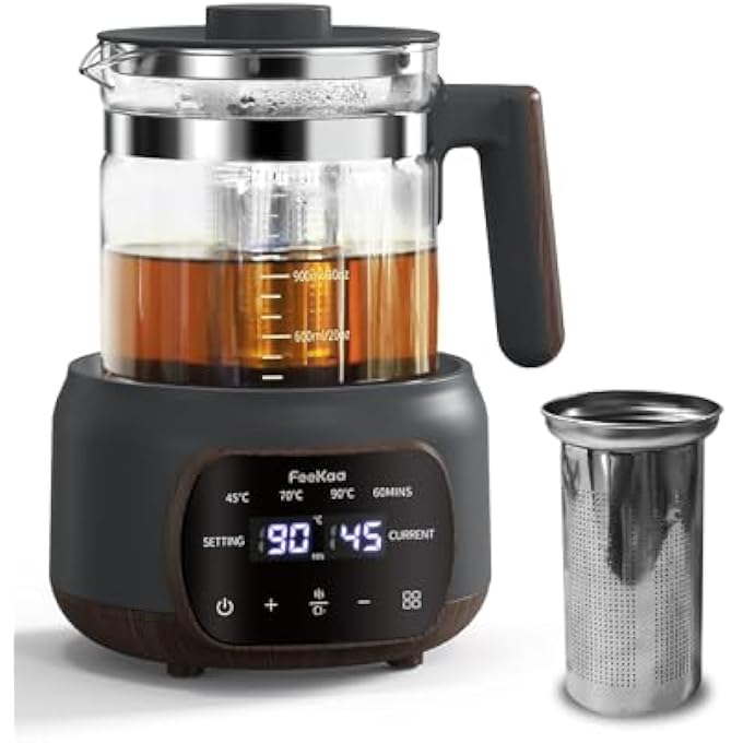 Compare Electric Kettle Glass Kettle With 1 Temperature Control 72H Keep Warm 13L Capacity 37~95 Adjustable Water Kettle For Tea KettleCoffeeMilk PowderSoupBlack at KSA Price