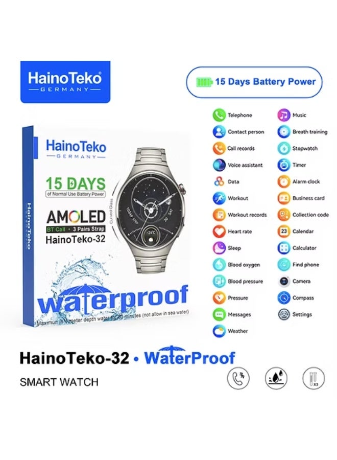 Compare HainoTeko Smart Watch RW32 with AMOLED Waterproof at KSA Price