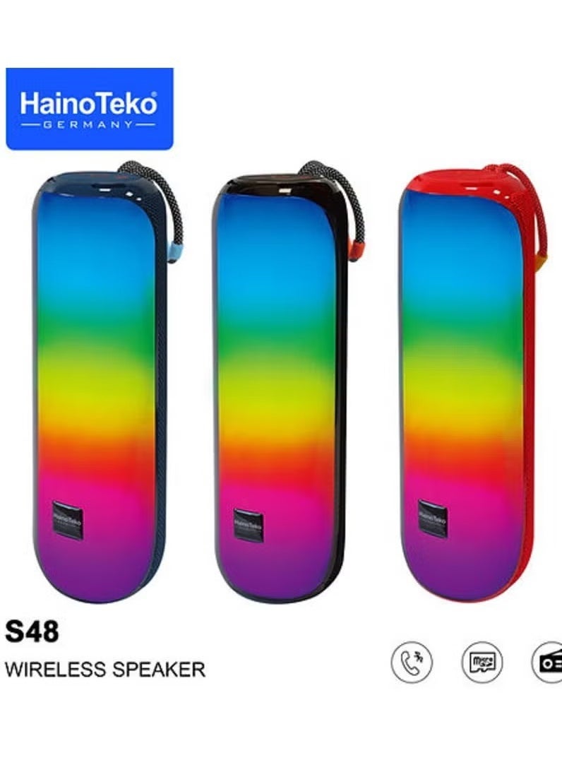 Compare S48 Portable Wireless Speaker with RGB Lights – HighQuality Sound, Compact Bluetooth Speaker with Colorful LED Lights, Perfect for Parties, Outdoor Events, and Home Use – Red at KSA Price