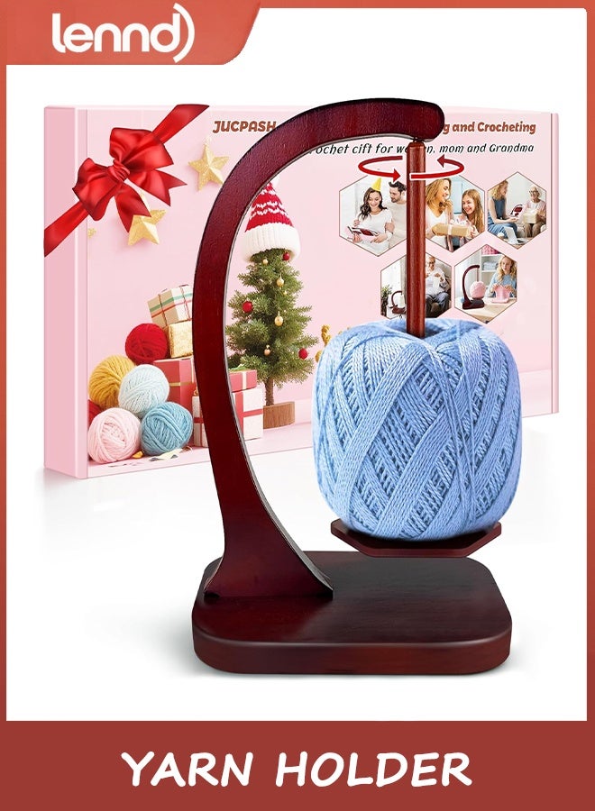 Compare Yarn Holder for Crocheting and Knitting, Wooden Yarn Spinner with Magnetic Rotating Mechanism and AntiSlip Pads, Crochet Accessories Birthday Gifts for Women Mom Wife Grandma Mother Brown at KSA Price