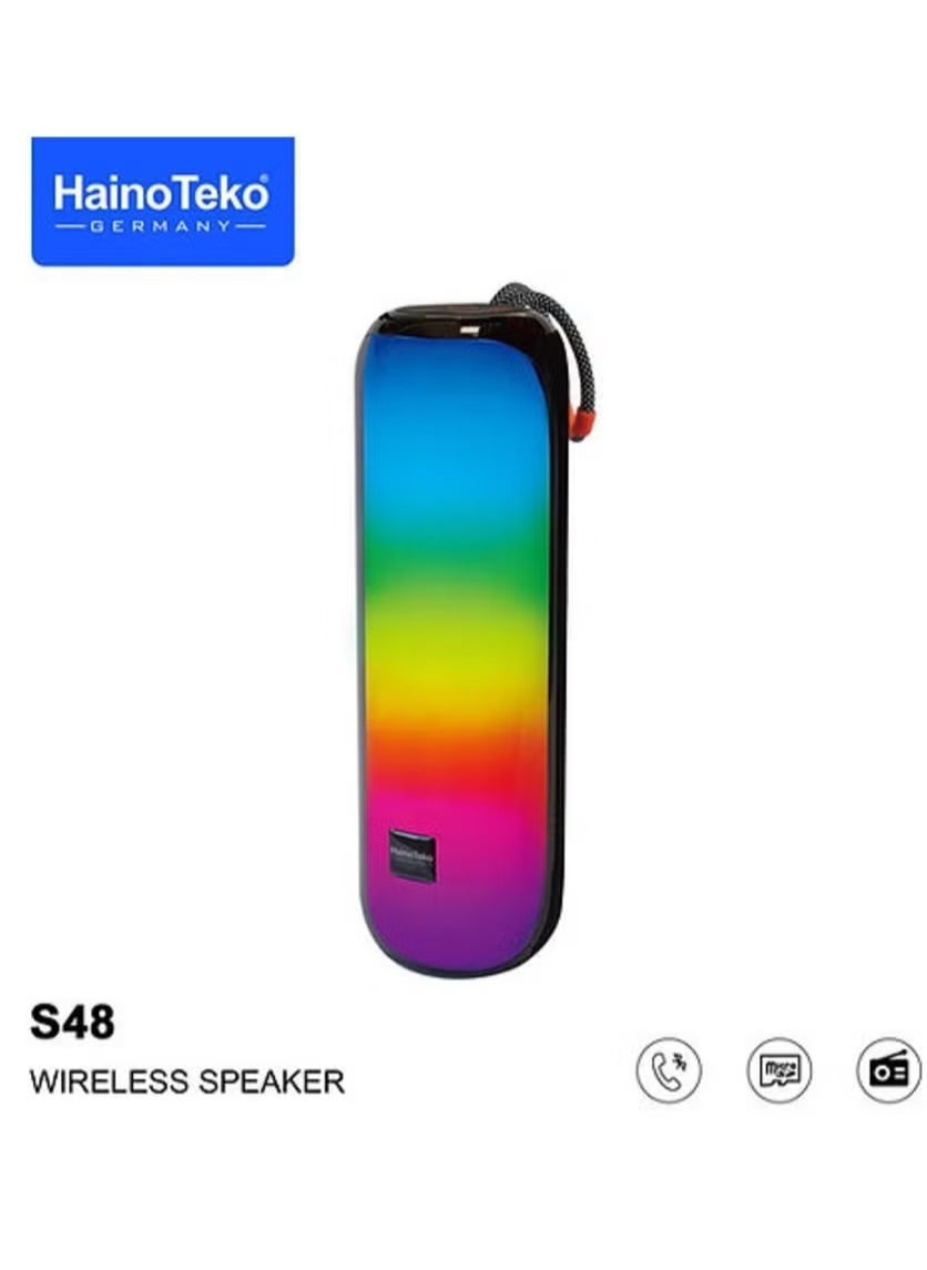 Compare Portable Wireless Speaker with RGB Lights – HighQuality Sound, Compact Design, Rechargeable Battery for Parties, Outdoors, and Events – Black at KSA Price