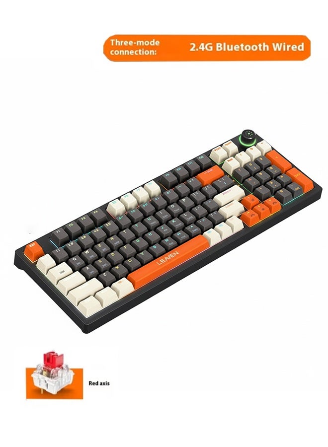 Compare RGB 3 Mode Mechanical Keyboard,Wireless Gaming Keyboard,96Key Hot Swappable Bluetooth Keyboard 5.02.4GWired with Keycap Puller Red Switch at KSA Price