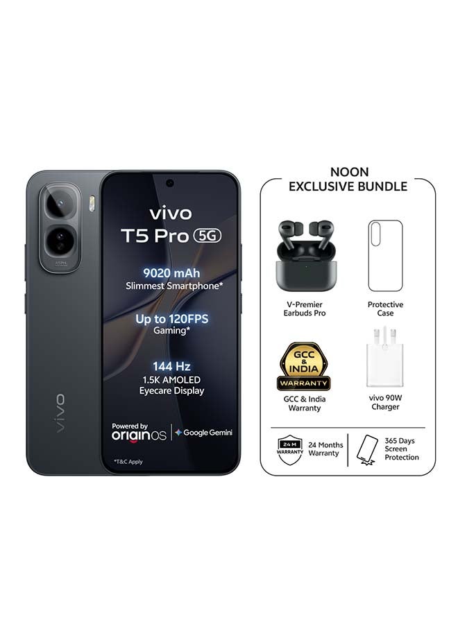 T5 Pro 5G AI Dual SIM Black 12GB 256GB…