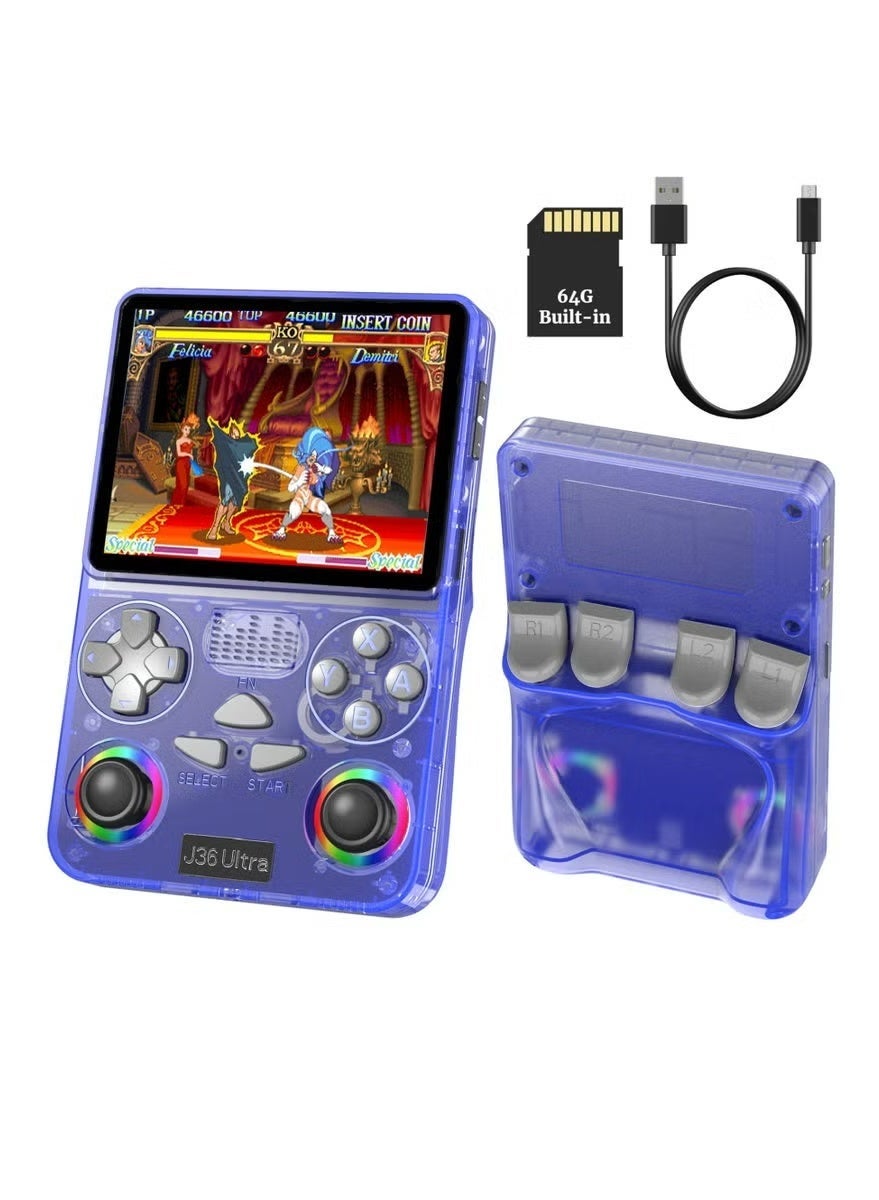 Compare J36 Ultra Game Console 3.5 Inch Portable Retro Game Console Builtin 20000+ Games With 64GB Memory Card Video Games Console 20+ Supported Simulator Platform 3000mAh Battery IPS Screen Toys And Games For Kids And Adults Transparent Purple at KSA Price