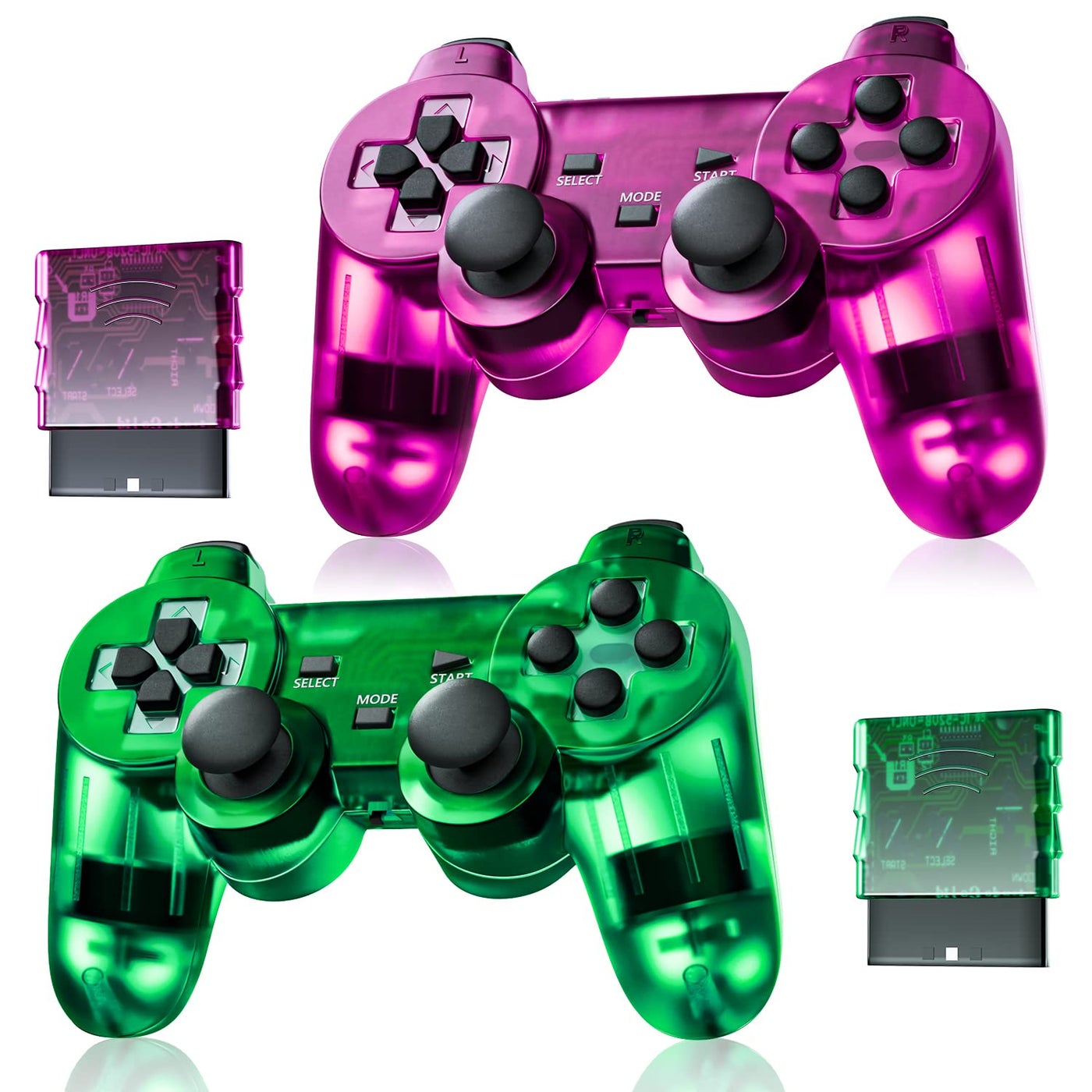 Compare Burcica Wireless Controller for PS2 Play 2 Double Vibration 2  ClearGreen and ClearPurple at KSA Price