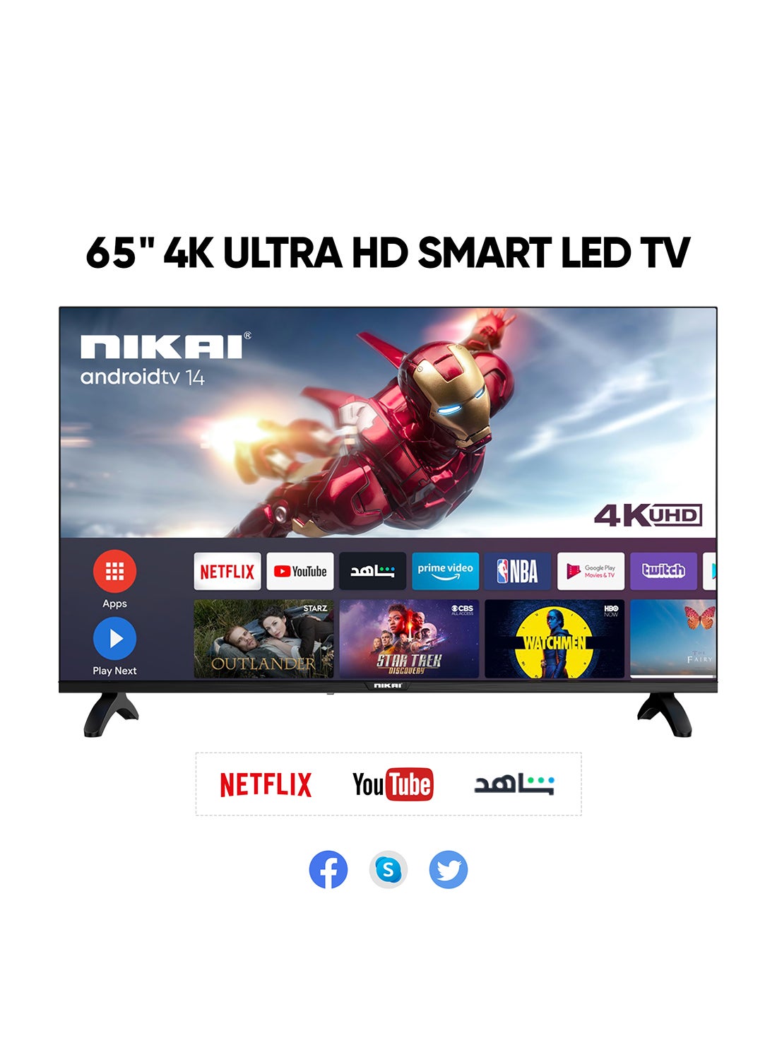Compare 65Inch 4K UHD Android Smart LED TV | Ultra HD Resolution, BuiltIn Apps Netflix, YouTube, Facebook, Twitter, Skype | 60Hz Refresh Rate, USB & HDMI Connectivity, DLNA Support, Model Year 2018, 2 Year Warranty  UHD6 at KSA Price