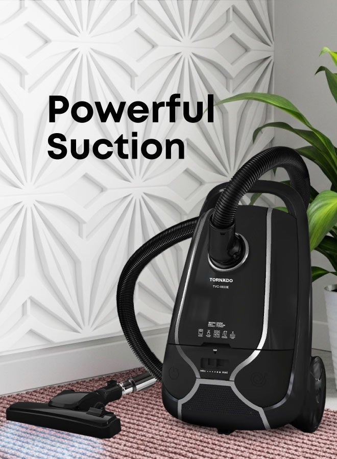 Compare 1800W TORNADO Canister Vacuum Cleaner 6L Cloth Bag, 285 Air Watts Suction, HEPA, Blower, Black  TVC1800EB  1Year Free Warranty 220 W TVC1800EB black at KSA Price